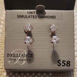 10K Gold Simulated Diamond Earrings